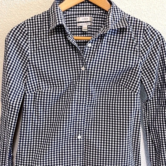 J. Crew Black & White Checker Woman Shirt - Picture 2 of 7